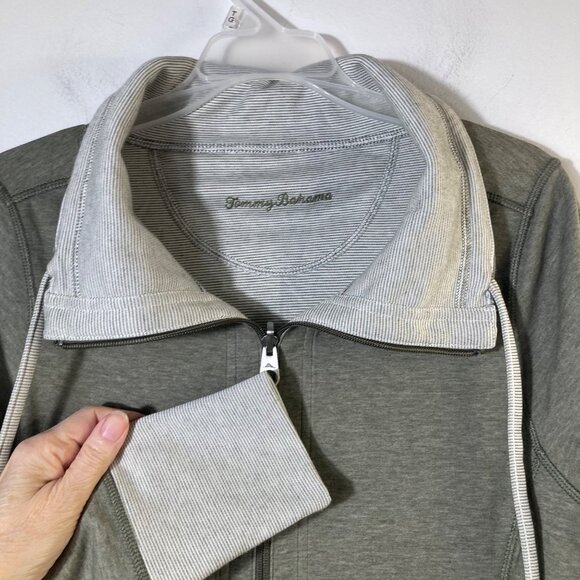 Womens Tommy Bahama Sun Fade Flipside Reversible Zip Jacket L Green White - Picture 6 of 10